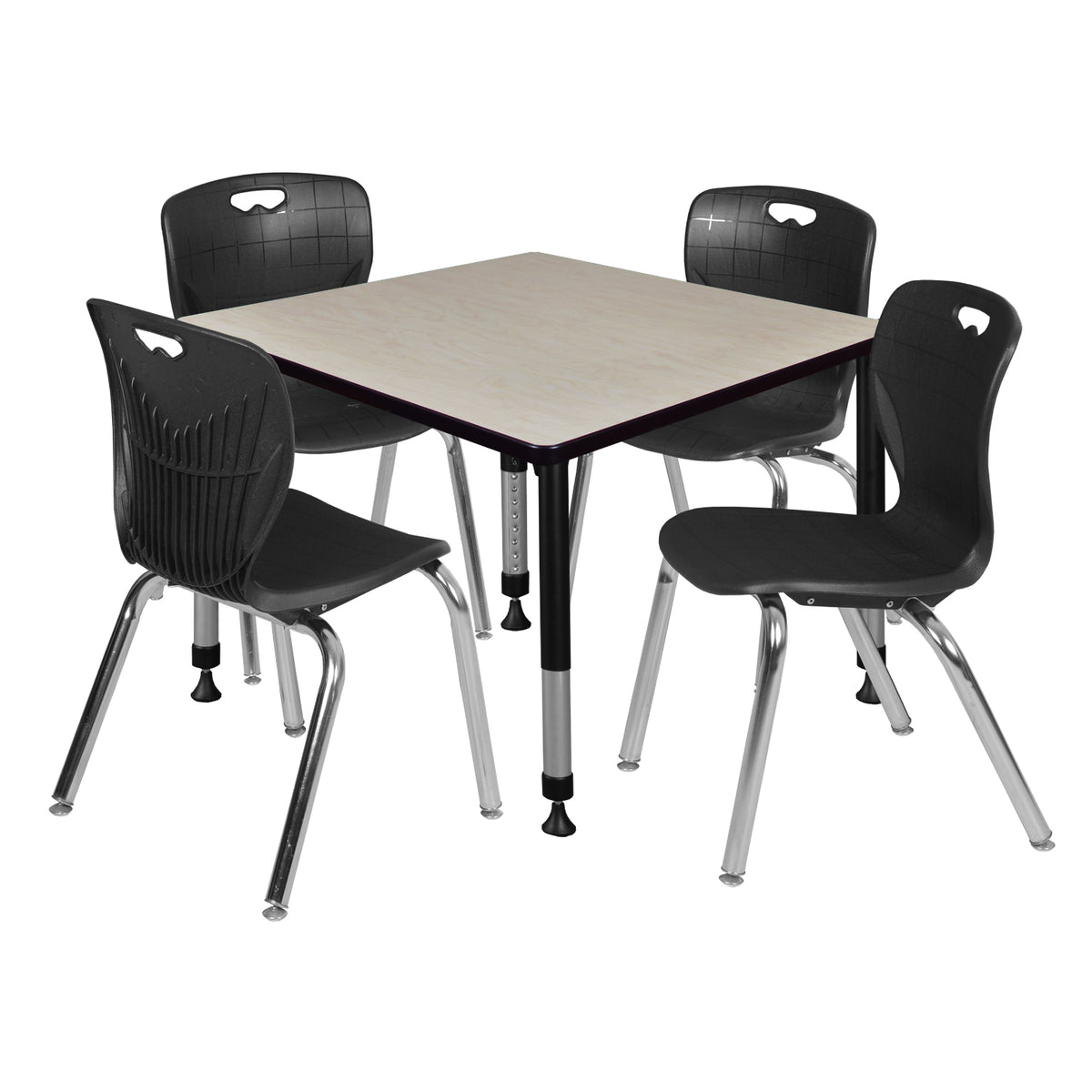 Kee Classroom Table and Chair Package, Kee 36" Square Adjustable Height Table with 4 Andy 18" Stack Chairs
