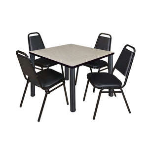 Kee Square Breakroom Table and Chair Package, Kee 36" Square Post-Leg Breakroom Table with 4 Restaurant Stack Chairs