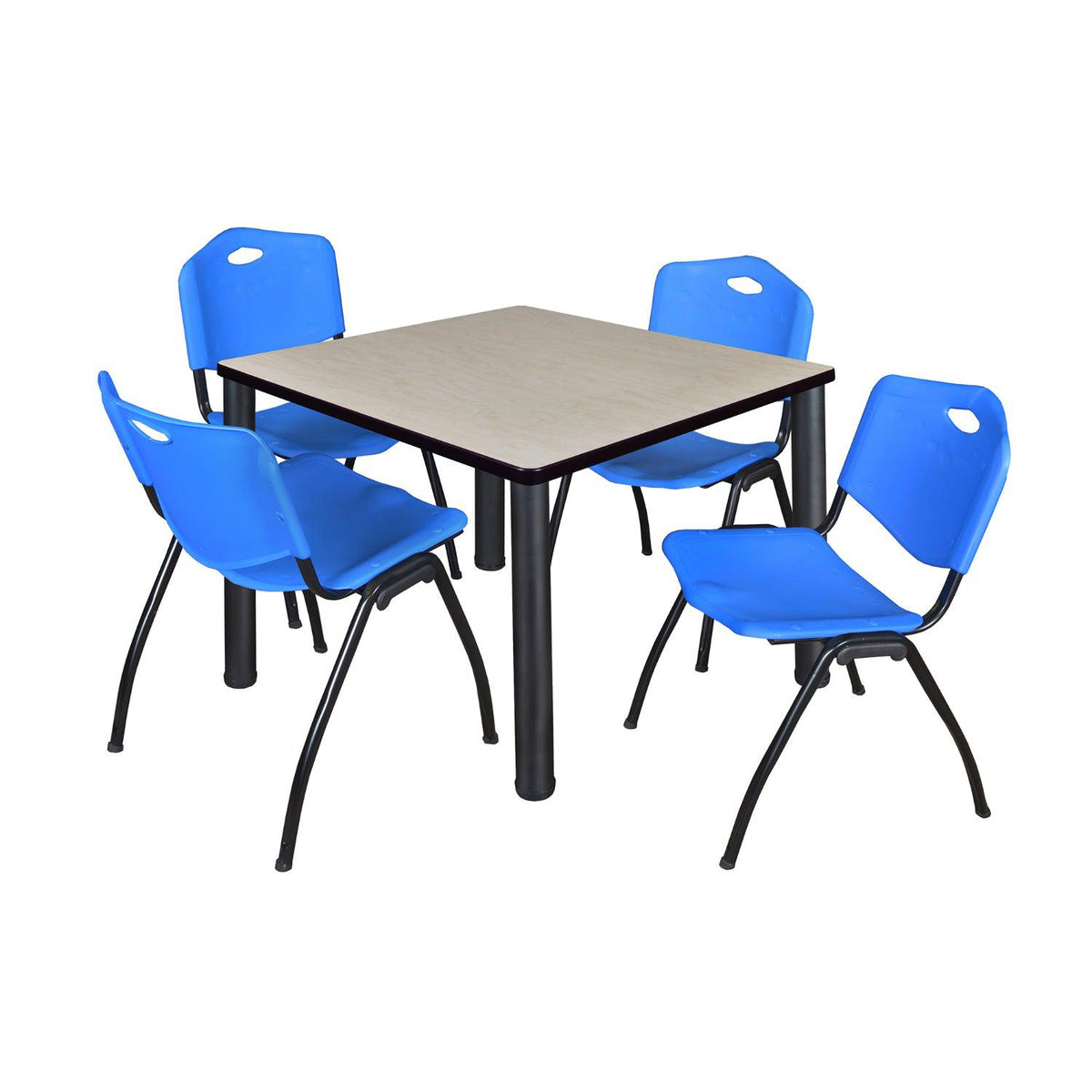 Kee Square Breakroom Table and Chair Package, Kee 36" Square Post-Leg Breakroom Table with 4 M Stack Chairs