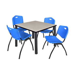 Kee Square Breakroom Table and Chair Package, Kee 36" Square Post-Leg Breakroom Table with 4 M Stack Chairs