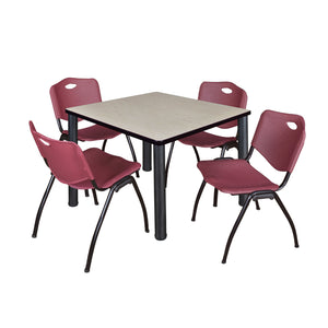 Kee Square Breakroom Table and Chair Package, Kee 36" Square Post-Leg Breakroom Table with 4 M Stack Chairs