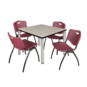 Kee Square Breakroom Table and Chair Package, Kee 36" Square Post-Leg Breakroom Table with 4 M Stack Chairs