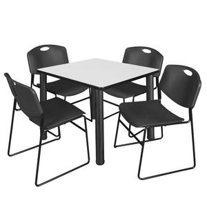 Kee Square Breakroom Table and Chair Package, Kee 36" Square Post-Leg Breakroom Table with 4 Zeng Stack Chairs