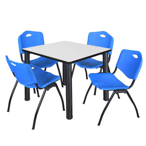 Kee Square Breakroom Table and Chair Package, Kee 36" Square Post-Leg Breakroom Table with 4 M Stack Chairs