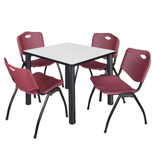 Kee Square Breakroom Table and Chair Package, Kee 36" Square Post-Leg Breakroom Table with 4 M Stack Chairs