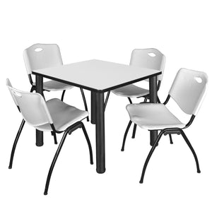 Kee Square Breakroom Table and Chair Package, Kee 36" Square Post-Leg Breakroom Table with 4 M Stack Chairs