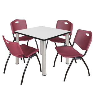 Kee Square Breakroom Table and Chair Package, Kee 36" Square Post-Leg Breakroom Table with 4 M Stack Chairs