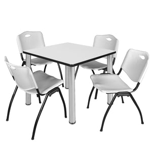 Kee Square Breakroom Table and Chair Package, Kee 36" Square Post-Leg Breakroom Table with 4 M Stack Chairs