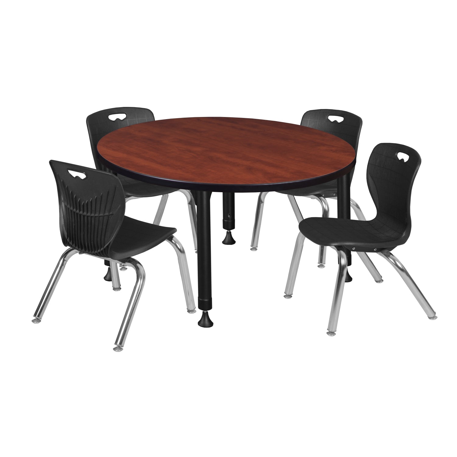 Kee Classroom Table and Chair Package, Kee 36" Round Adjustable Height Table with 4 Andy 12" Stack Chairs