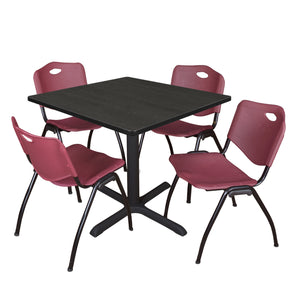 Cain Square Breakroom Table and Chair Package, Cain 42" Square X-Base Breakroom Table with 4 "M" Stack Chairs