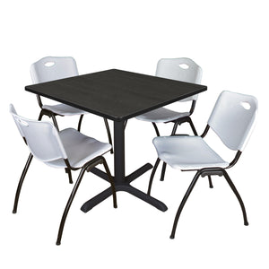 Cain Square Breakroom Table and Chair Package, Cain 42" Square X-Base Breakroom Table with 4 "M" Stack Chairs