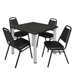 Kee Square Breakroom Table and Chair Package, Kee 42" Square Post-Leg Breakroom Table with 4 Restaurant Stack Chairs