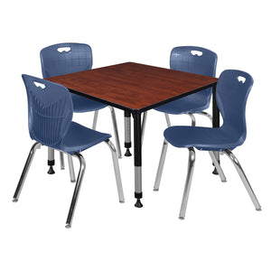 Kee Classroom Table and Chair Package, Kee 42" Square Adjustable Height Table with 4 Andy 18" Stack Chairs