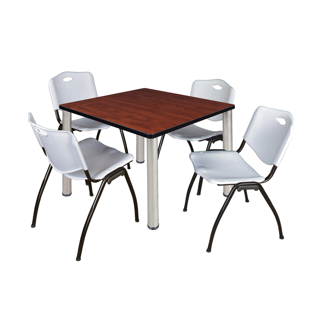 Kee Square Breakroom Table and Chair Package, Kee 42" Square Post-Leg Breakroom Table with 4 M Stack Chairs