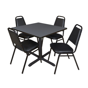 Cain Square Breakroom Table and Chair Package, Cain 42" Square X-Base Breakroom Table with 4 Restaurant Stack Chairs
