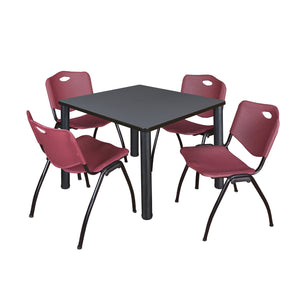 Kee Square Breakroom Table and Chair Package, Kee 42" Square Post-Leg Breakroom Table with 4 M Stack Chairs