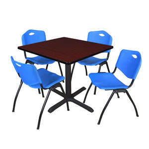 Cain Square Breakroom Table and Chair Package, Cain 42" Square X-Base Breakroom Table with 4 "M" Stack Chairs