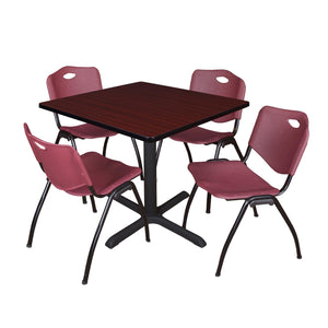 Cain Square Breakroom Table and Chair Package, Cain 42" Square X-Base Breakroom Table with 4 "M" Stack Chairs