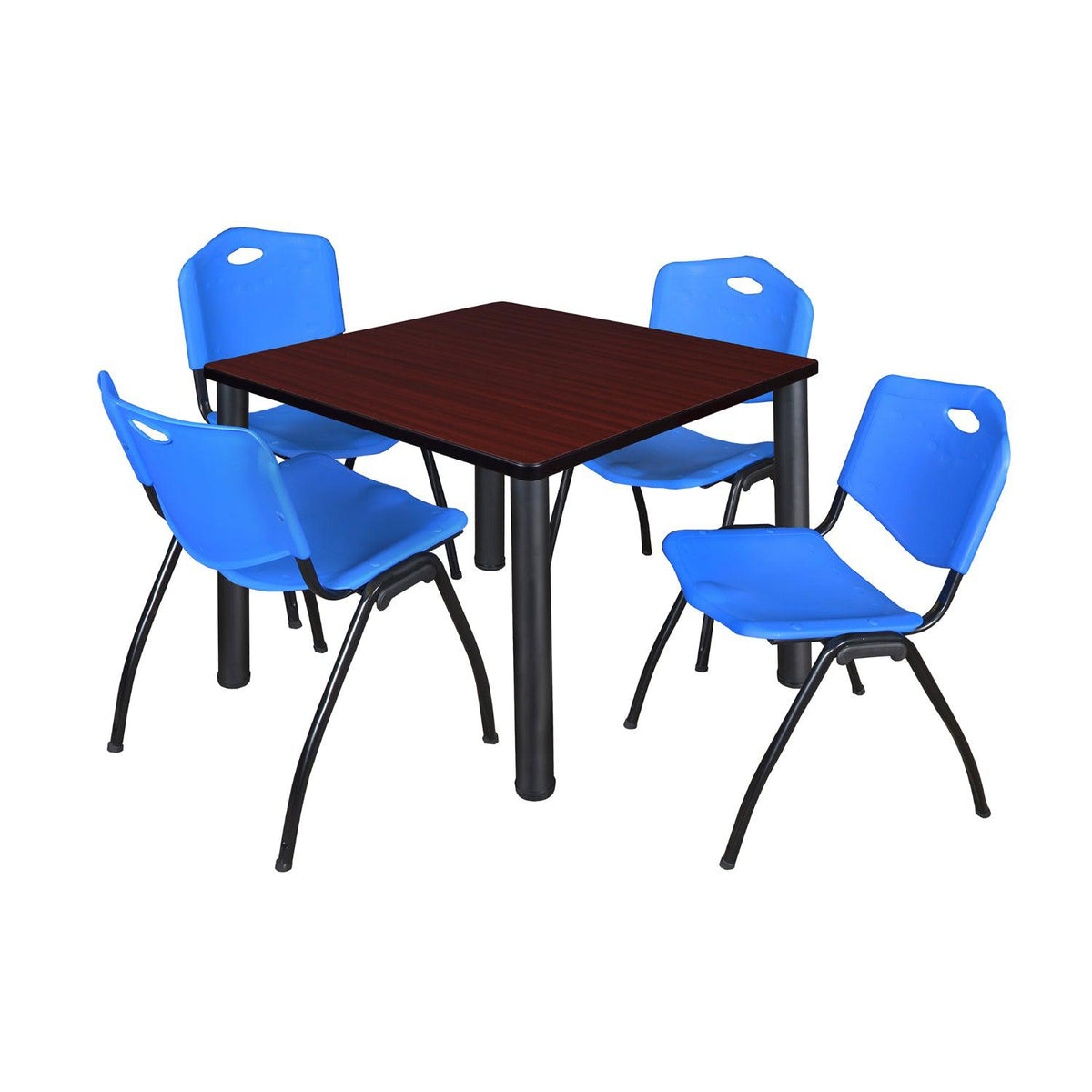 Kee Square Breakroom Table and Chair Package, Kee 42" Square Post-Leg Breakroom Table with 4 M Stack Chairs