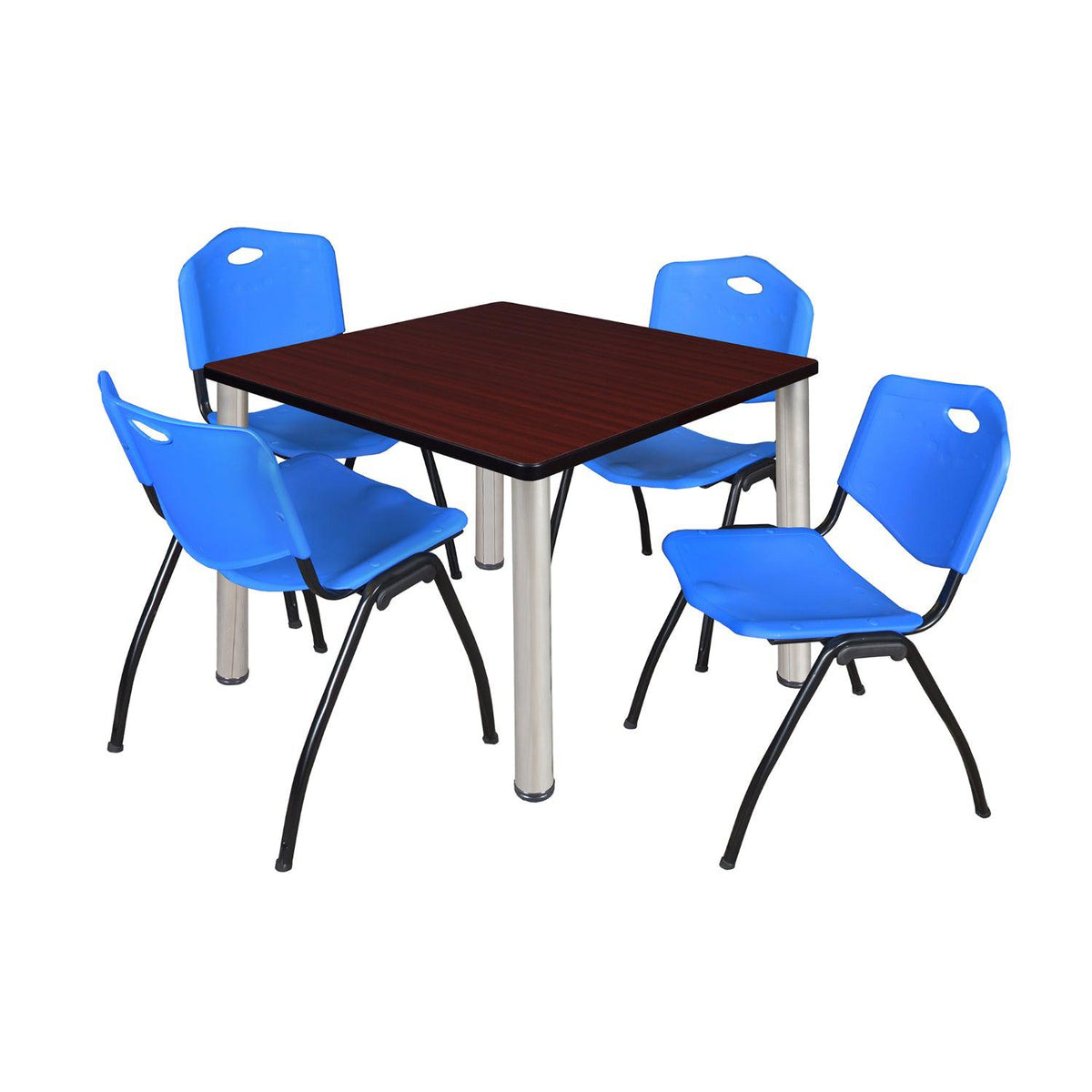 Kee Square Breakroom Table and Chair Package, Kee 42" Square Post-Leg Breakroom Table with 4 M Stack Chairs