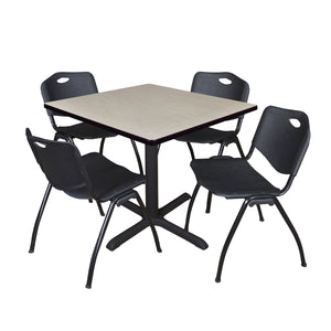 Cain Square Breakroom Table and Chair Package, Cain 42" Square X-Base Breakroom Table with 4 "M" Stack Chairs