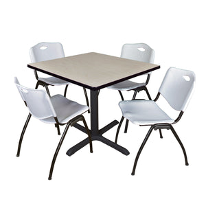 Cain Square Breakroom Table and Chair Package, Cain 42" Square X-Base Breakroom Table with 4 "M" Stack Chairs