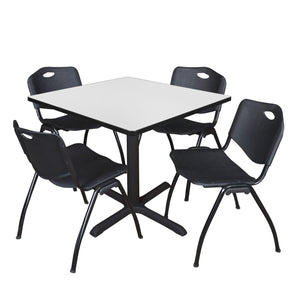 Cain Square Breakroom Table and Chair Package, Cain 42" Square X-Base Breakroom Table with 4 "M" Stack Chairs