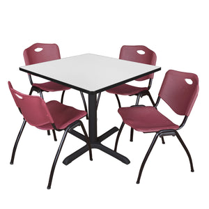 Cain Square Breakroom Table and Chair Package, Cain 42" Square X-Base Breakroom Table with 4 "M" Stack Chairs