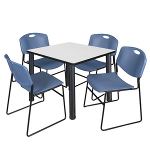 Kee Square Breakroom Table and Chair Package, Kee 42" Square Post-Leg Breakroom Table with 4 Zeng Stack Chairs