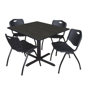 Cain Square Breakroom Table and Chair Package, Cain 48" Square X-Base Breakroom Table with 4 "M" Stack Chairs