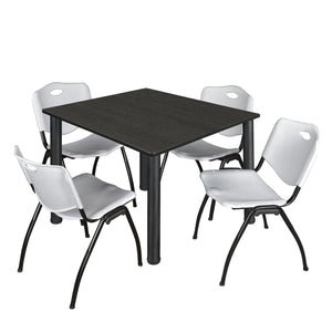 Kee Square Breakroom Table and Chair Package, Kee 48" Square Post-Leg Breakroom Table with 4 M Stack Chairs
