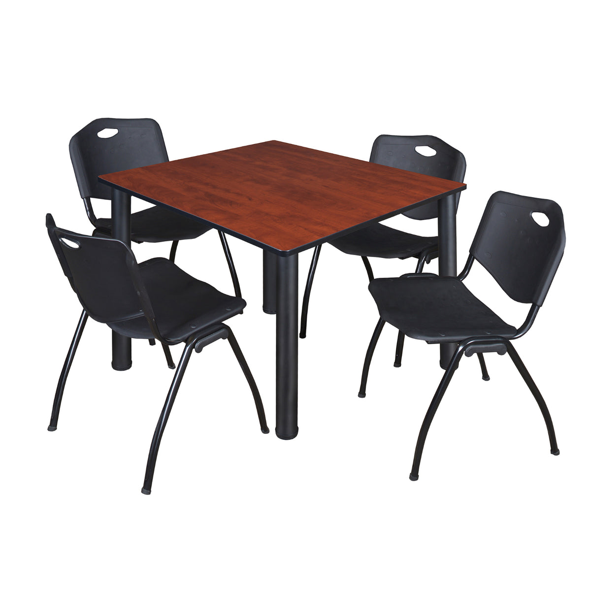 Kee Square Breakroom Table and Chair Package, Kee 48" Square Post-Leg Breakroom Table with 4 M Stack Chairs