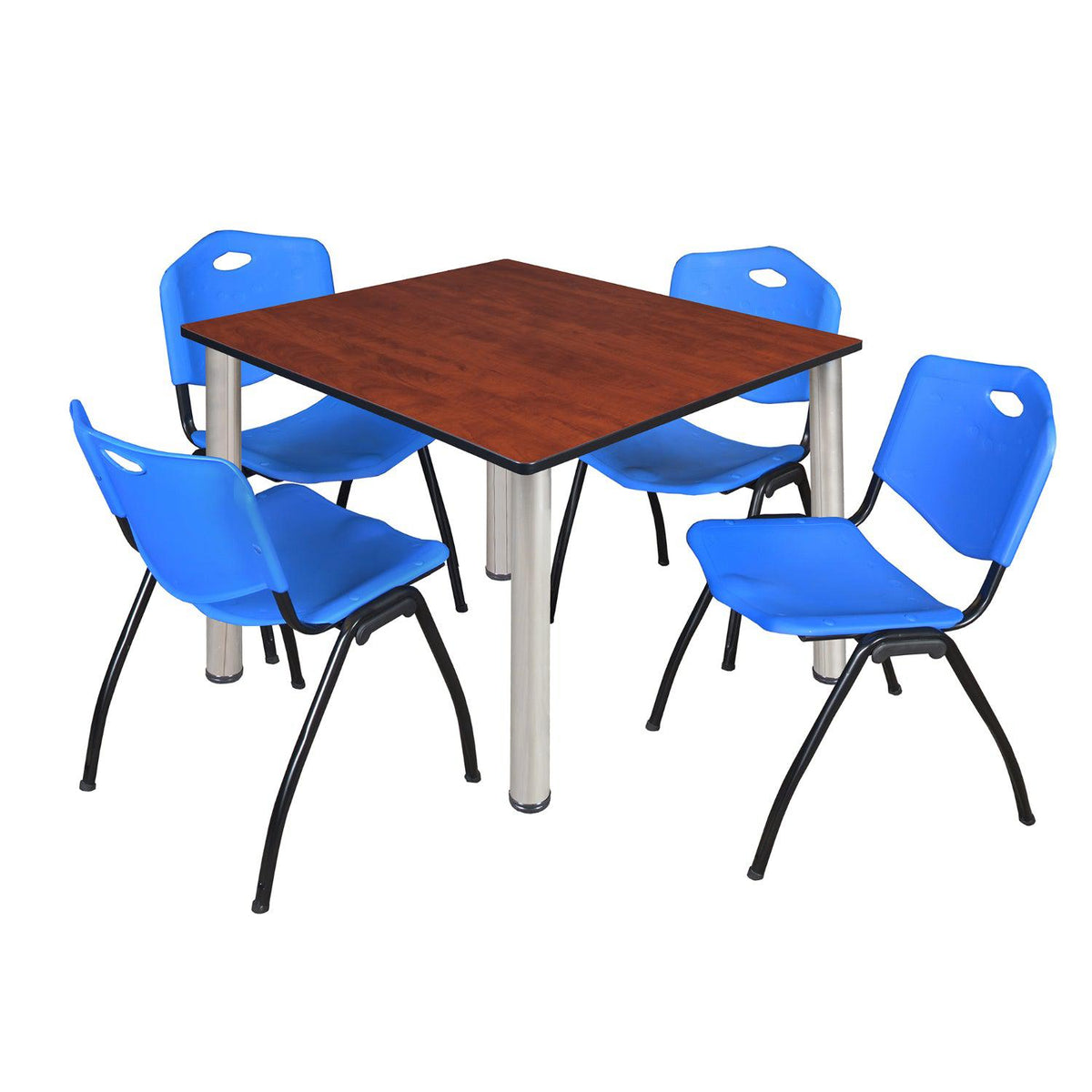 Kee Square Breakroom Table and Chair Package, Kee 48" Square Post-Leg Breakroom Table with 4 M Stack Chairs