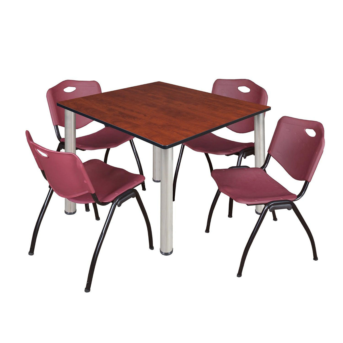 Kee Square Breakroom Table and Chair Package, Kee 48" Square Post-Leg Breakroom Table with 4 M Stack Chairs