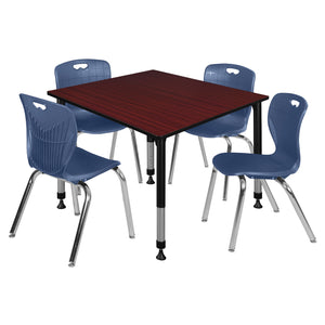 Kee Classroom Table and Chair Package, Kee 48" Square Adjustable Height Table with 4 Andy 18" Stack Chairs