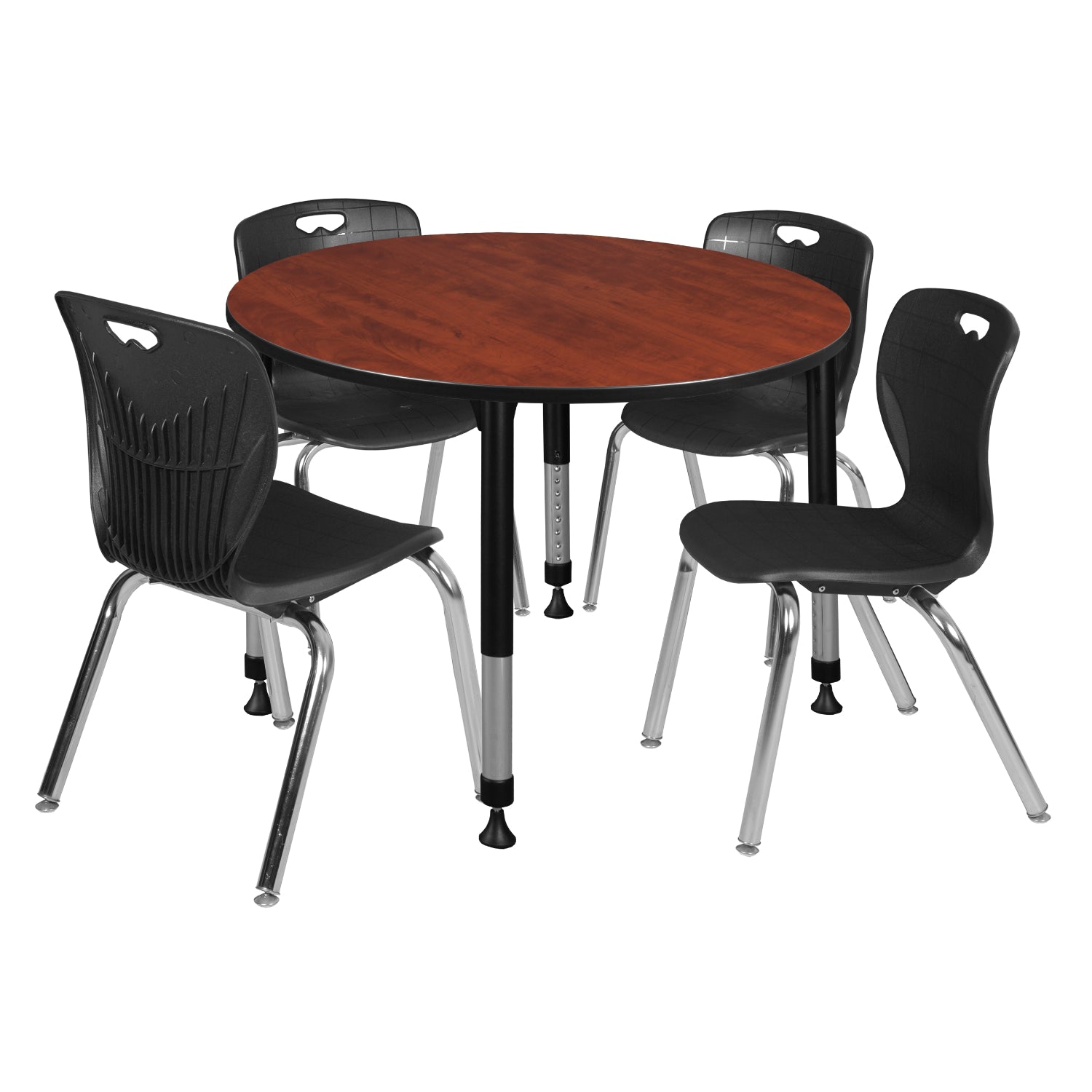 Kee Classroom Table and Chair Package, Kee 48" Round Adjustable Height Table with 4 Andy 18" Stack Chairs