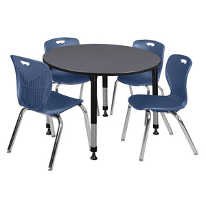 Kee Classroom Table and Chair Package, Kee 48" Round Adjustable Height Table with 4 Andy 18" Stack Chairs