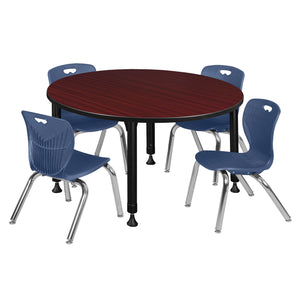 Kee Classroom Table and Chair Package, Kee 48" Round Adjustable Height Table with 4 Andy 12" Stack Chairs