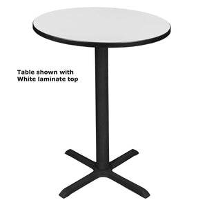 Cain 30" Round Bar-Height Cafe Table with 2 Black Zeng Stack Stools