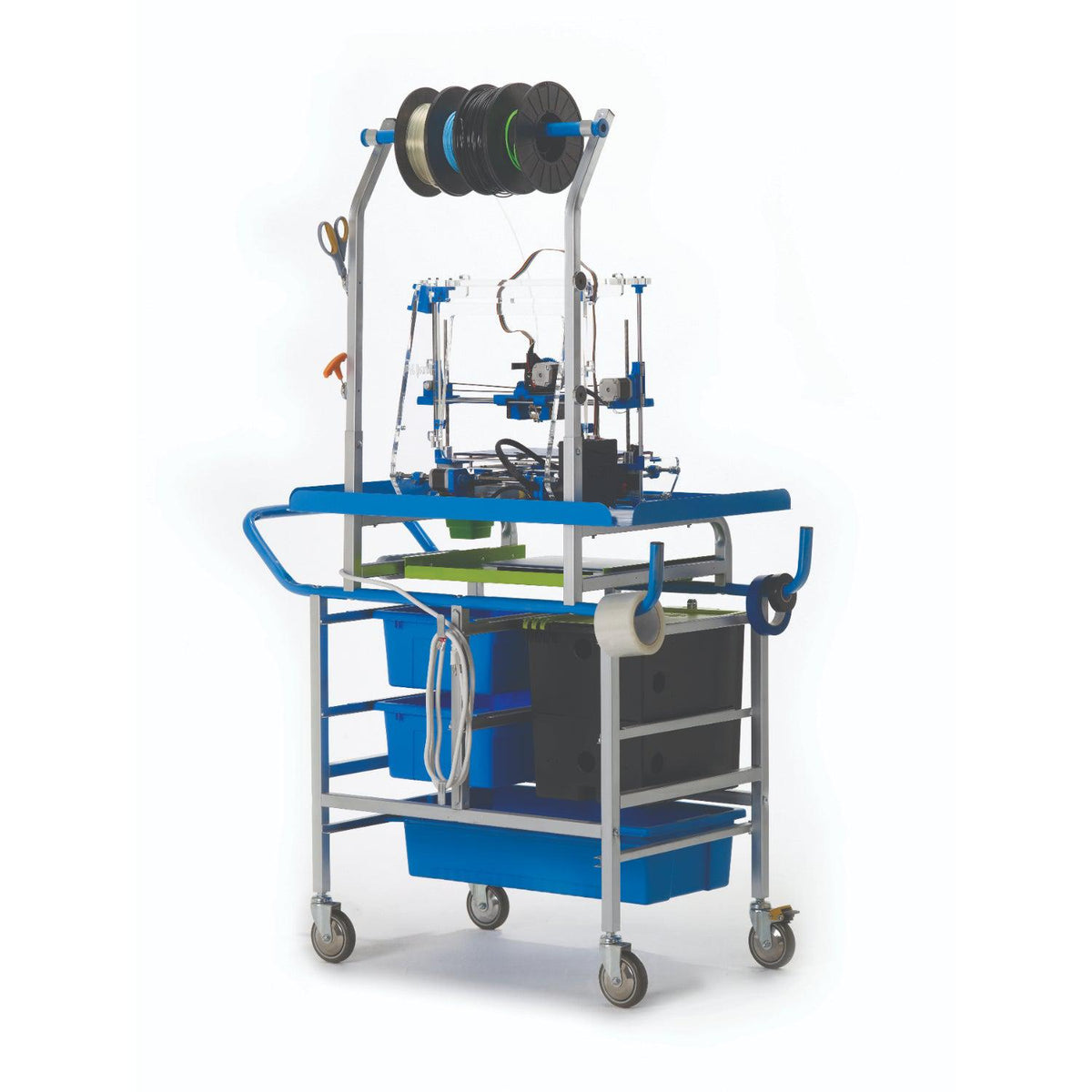 3D Printer Cart, Premium Model with Base Tech Tub, 2 Open Tubs and 1 Really Big Tub