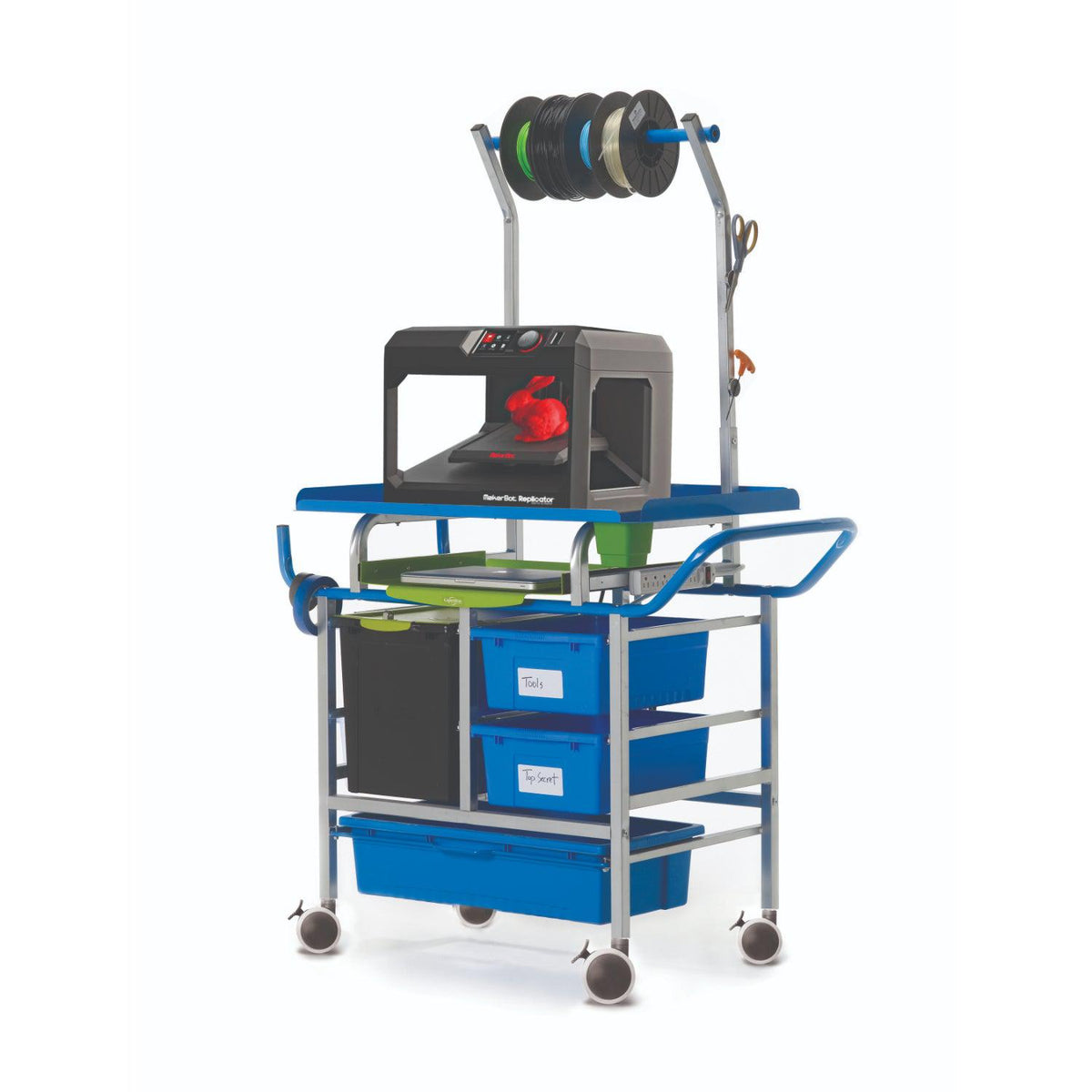 3D Printer Cart, Premium Model with Base Tech Tub, 2 Open Tubs and 1 Really Big Tub