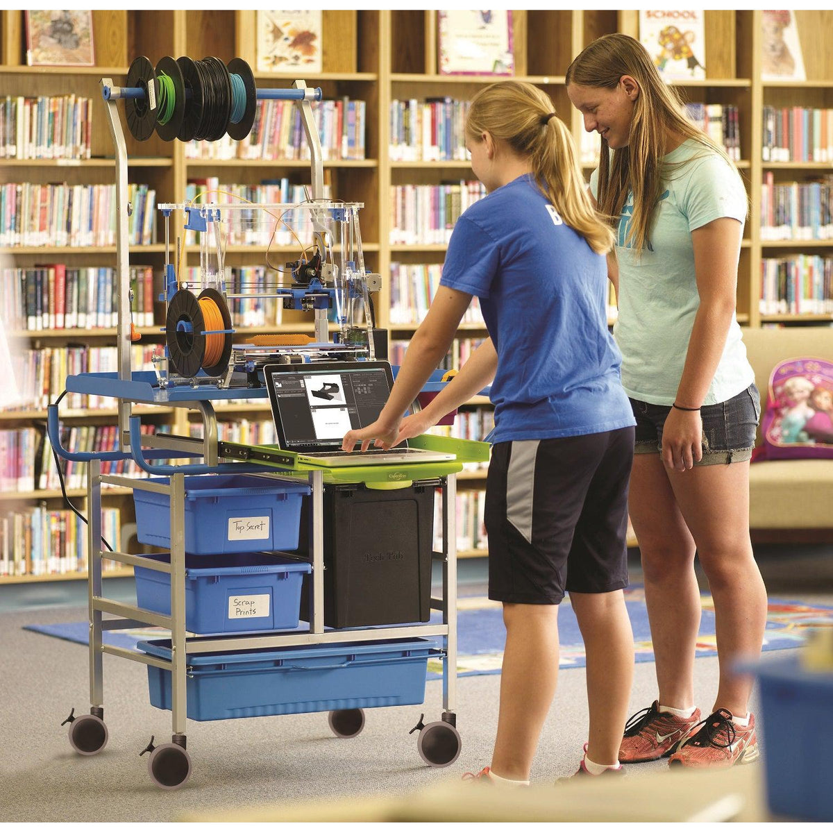 3D Printer Cart, Premium Model with Base Tech Tub, 2 Open Tubs and 1 Really Big Tub