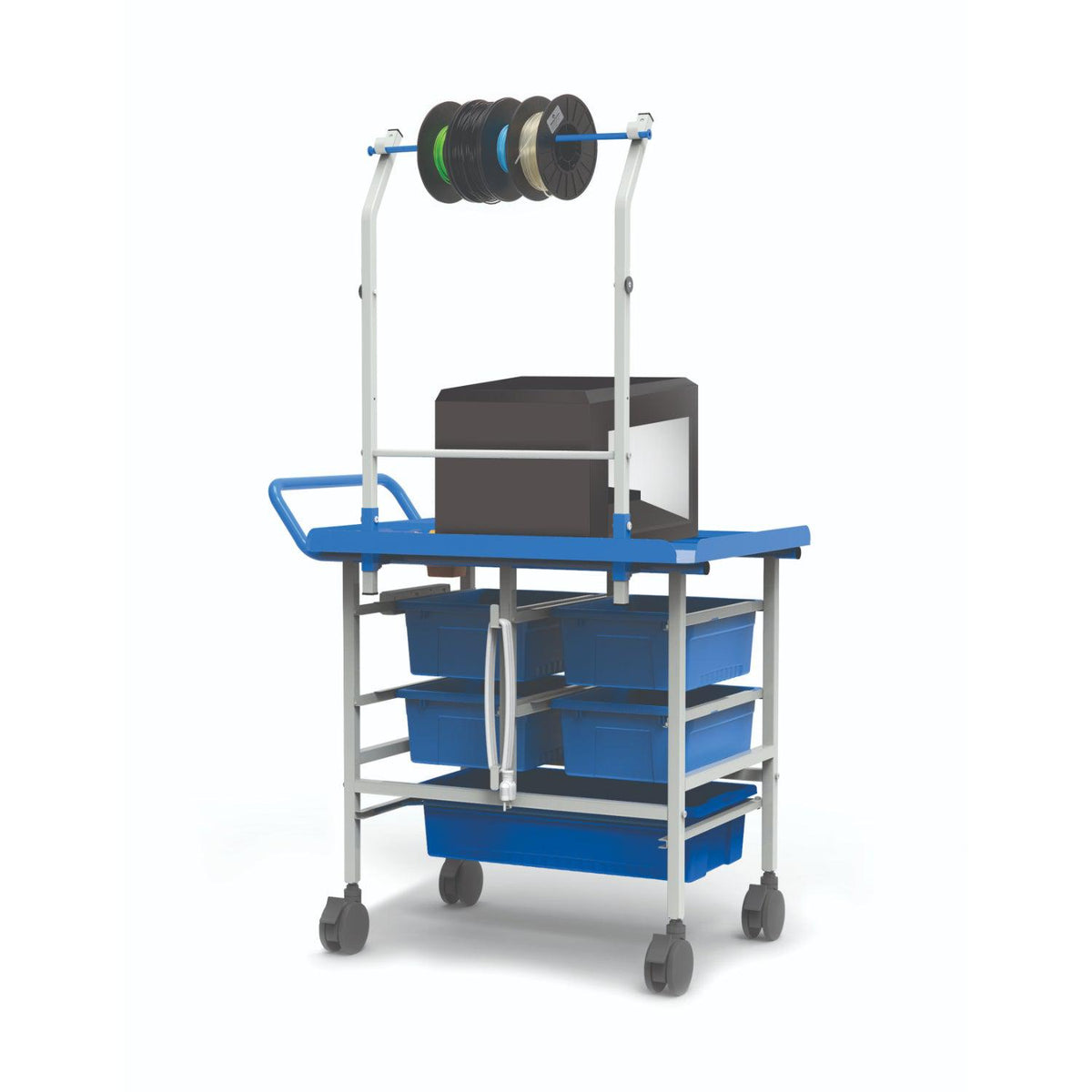 3D Printer Cart, Base Model with 4 Open Tubs and 1 Really Big Tub