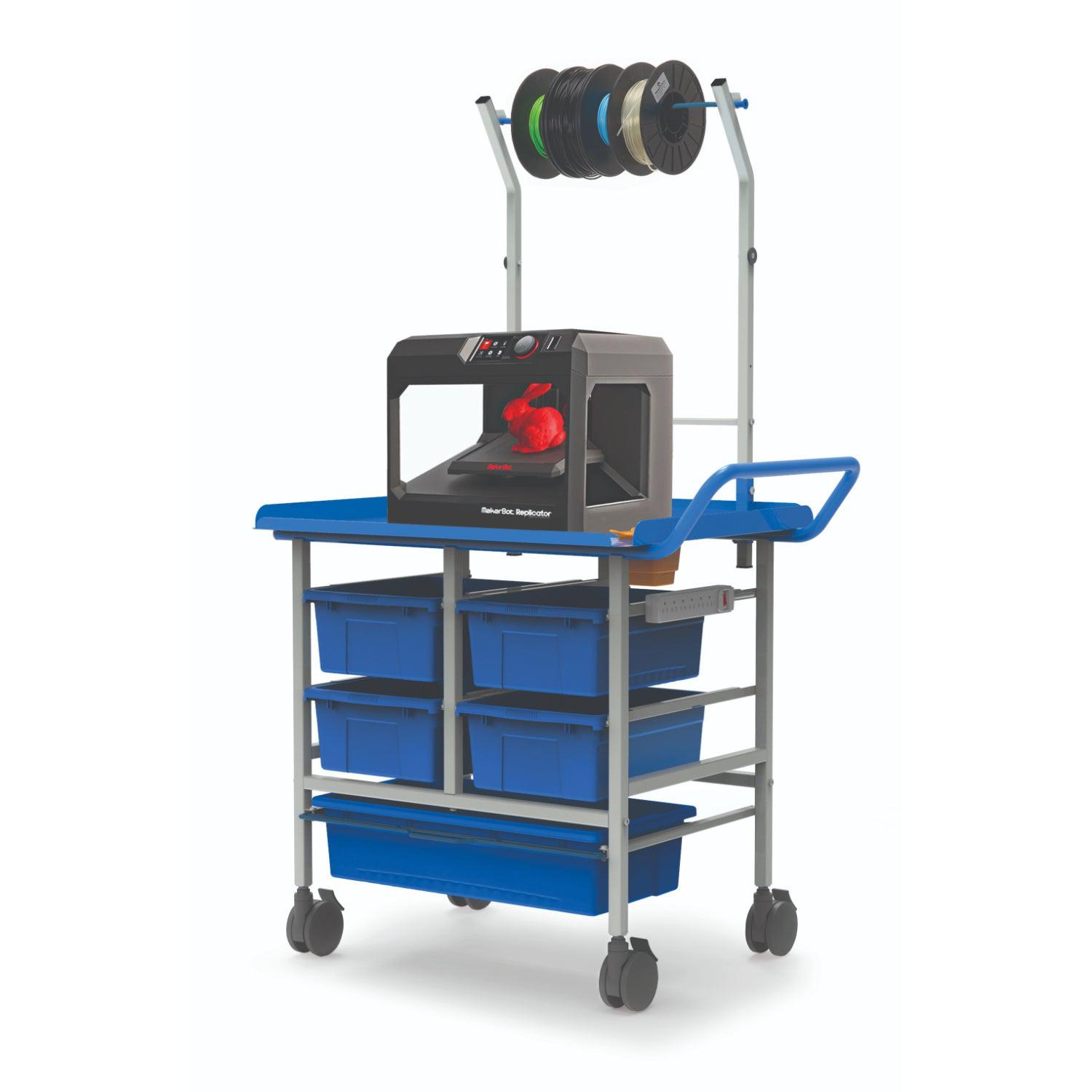 3D Printer Cart, Base Model with 4 Open Tubs and 1 Really Big Tub