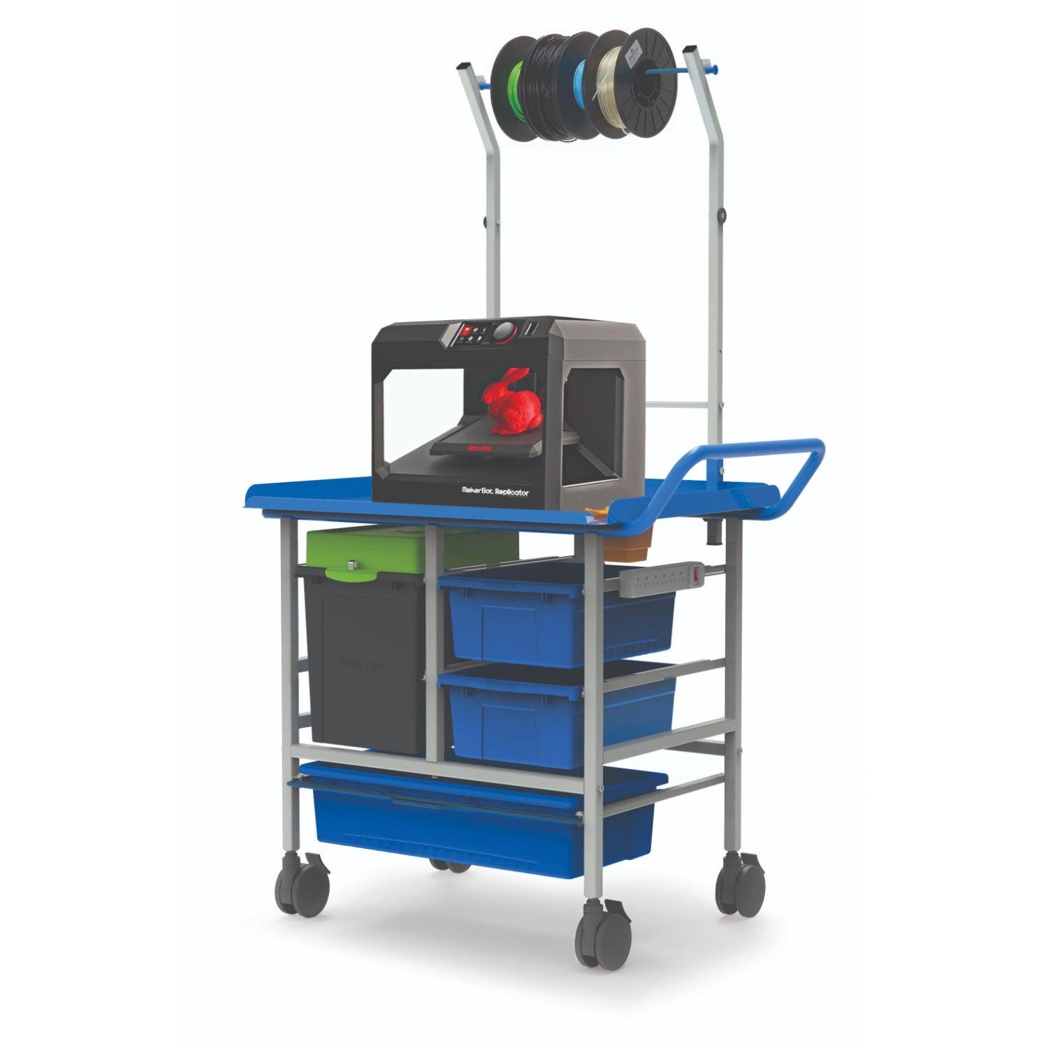 3D Printer Cart, Base Model with Base Tech Tub, 2 Open Tubs and 1 Really Big Tub