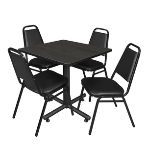 Kobe Square Breakroom Table and Chair Package, Kobe 30" Square X-Base Breakroom Table with 4 Restaurant Stack Chairs