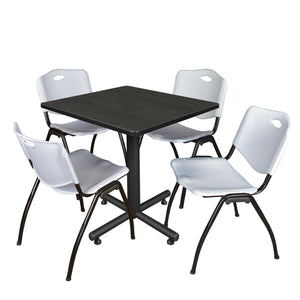 Kobe Square Breakroom Table and Chair Package, Kobe 30" Square X-Base Breakroom Table with 4 "M" Stack Chairs