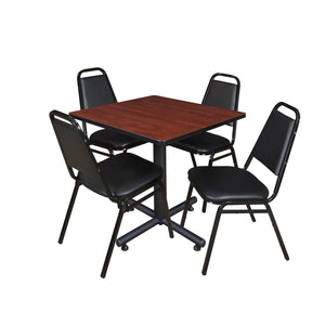 Kobe Square Breakroom Table and Chair Package, Kobe 30" Square X-Base Breakroom Table with 4 Restaurant Stack Chairs