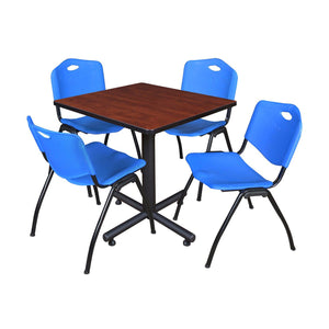 Kobe Square Breakroom Table and Chair Package, Kobe 30" Square X-Base Breakroom Table with 4 "M" Stack Chairs