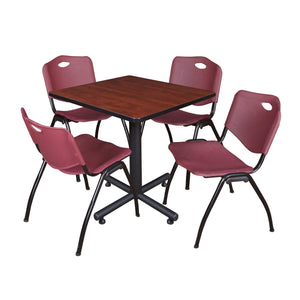Kobe Square Breakroom Table and Chair Package, Kobe 30" Square X-Base Breakroom Table with 4 "M" Stack Chairs